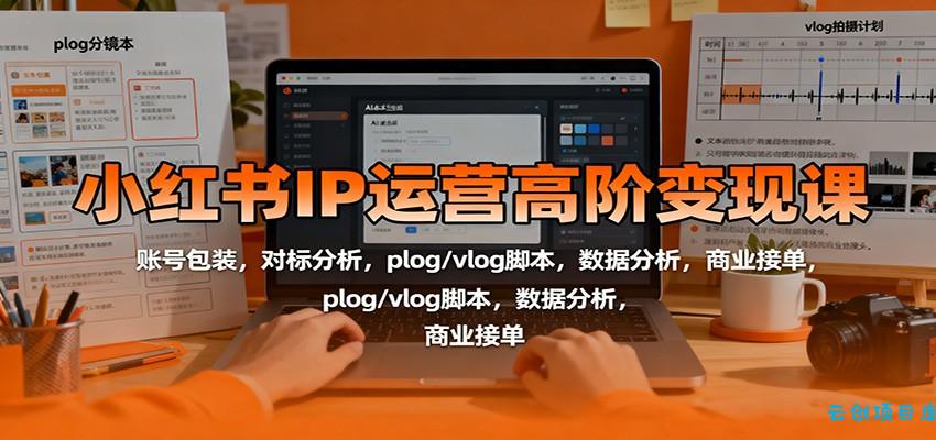 小红书IP运营高阶变现课：账号包装，对标分析，plog/vlog脚本，数据分析，商业接单-云创项目库