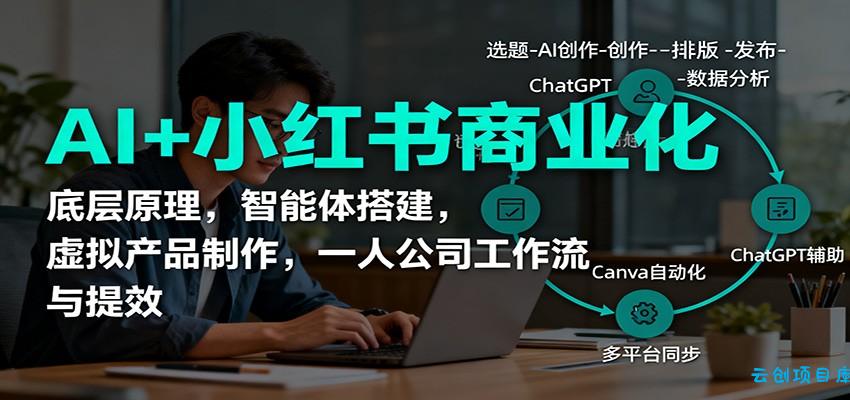 AI+小红书商业化，底层原理，智能体搭建，虚拟产品制作，一人公司工作流与提效-云创项目库