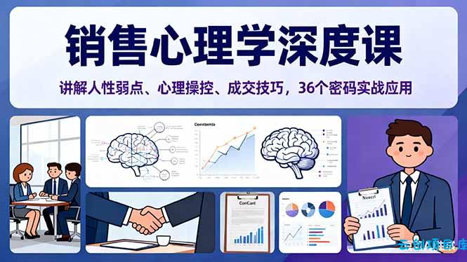 销售心理学深度课，讲解人性弱点、心理操控、成交技巧，36个密码实战应用-云创项目库