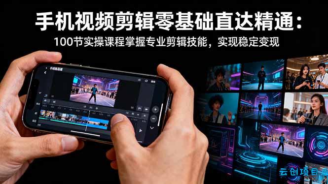 手机视频剪辑零基础直达精通:100节实操课程掌握专业剪辑技能,实现稳...-云创项目库