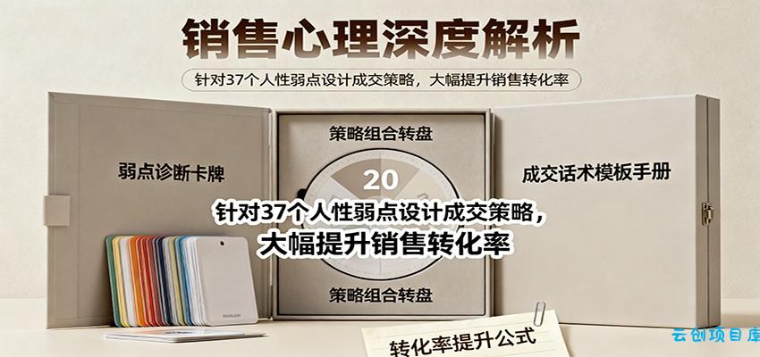 销售心理深度解析：针对37个人性弱点设计成交策略，大幅提升销售转化率！-云创项目库