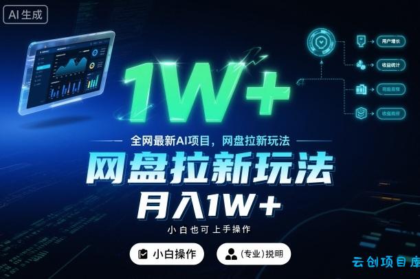 全网最新AI项目,网盘拉新玩法,小白也可上手操作,月入1W+【揭秘】