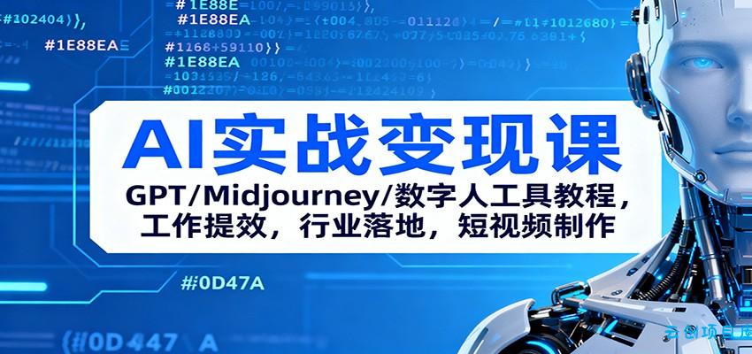 AI实战变现课：GPT/Midjourney/数字人工具教程，工作提效，行业落地，短视频制作-云创项目库