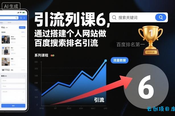 引流系列课6，通过搭建个人网站做百度搜索排名引流-云创项目库