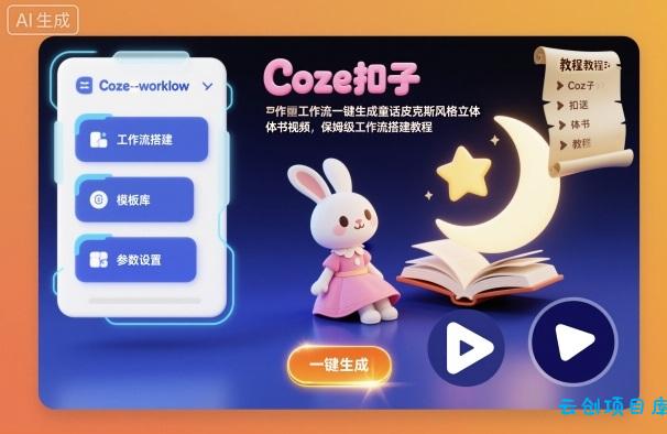 Coze扣子工作流一键生成童话皮克斯风格立体书视频，保姆级工作流搭建教程-云创项目库