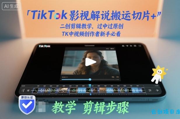 TikTok影视解说搬运切片+二创剪辑教学,过中过原创,TK中视频创作者新手必看