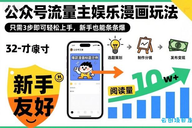 ‍‬⁢‍⁡‍‍⁡​⁣⁤‍‬⁡⁣⁢​⁣‍⁣‌‌⁢​⁡⁡‌​⁢⁣⁢​⁢‌​⁣‬​⁣‬‬⁣⁢​⁢⁣公众号流量主娱乐漫画玩法，只需3步即可轻松上手，新手也能条条爆-云创项目库
