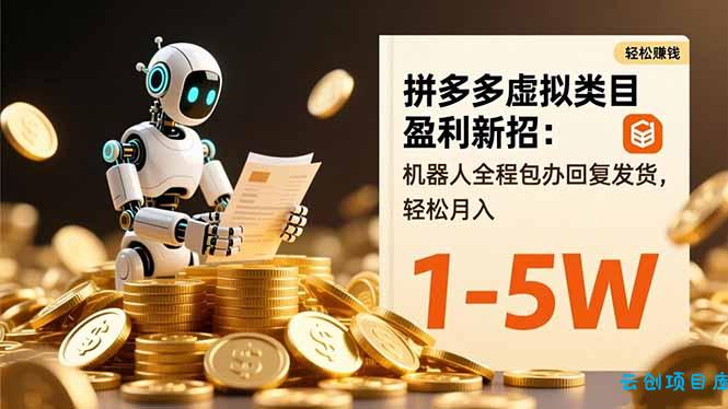 拼多多虚拟类目盈利新招：机器人全程包办回复发货，轻松月入 1-5W-云创项目库