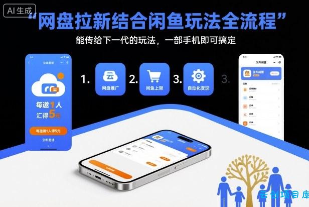 网盘拉新结合闲鱼玩法全流程，能传给下一代的玩法，一部手机即可搞定(附入口渠道以及实操教程)-云创项目库