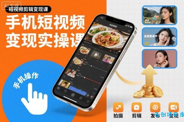 手机短视频变现实操课，短视频剪辑变现课-云创项目库