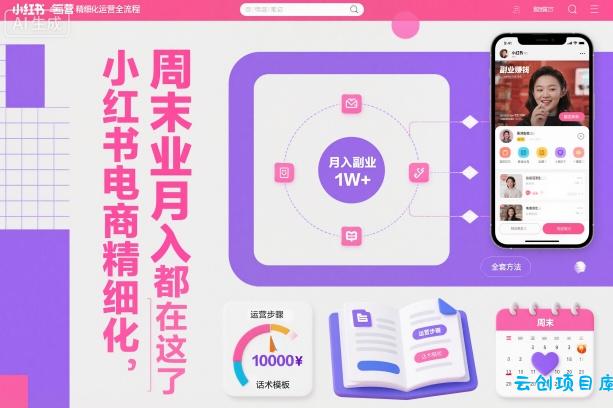 小红书电商精细化运营全流程，周末副业月入1W+，全套方法都在这了-云创项目库