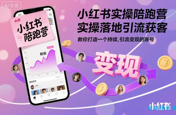 小红书实操陪跑营,实操落地引流获客,教你打造一个持续引流变现的账号