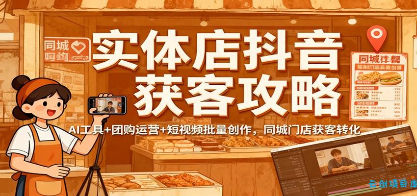 实体店抖音获客攻略：AI工具+团购运营+短视频批量创作，同城门店获客转化-云创项目库