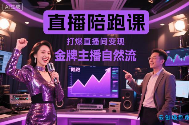 直播陪跑课,金牌主播自然流打爆直播间,复制高变现玩法-云创项目库