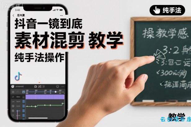 抖音一镜到底素材混剪教学，纯手法操作-云创项目库
