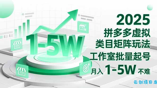 2025 拼多多虚拟类目矩阵玩法,工作室批量起号,月入 1-5W 不难-云创项目库