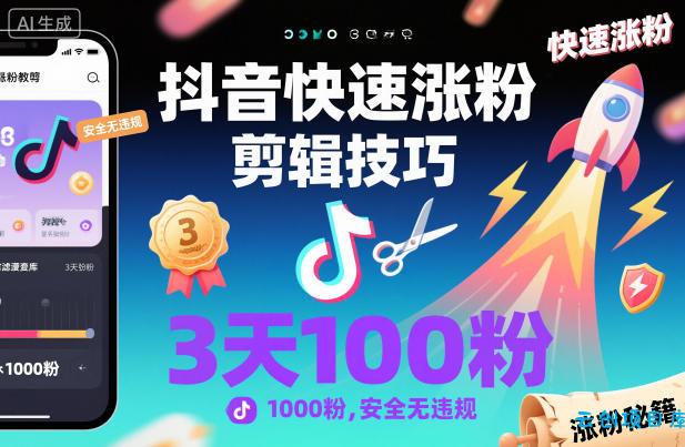 抖音快速涨粉剪辑技巧，3天1000粉，安全无违规-云创项目库