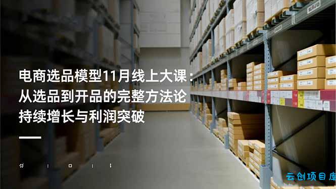 电商选品模型11月线上大课:从选品到开品的完整方法论 持续增长与利润突破-云创项目库