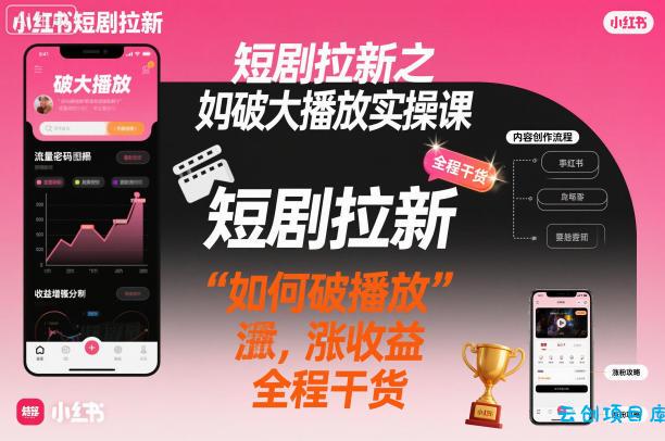 短剧拉新之小红书如何破大播放实操课,如何破播放,涨收益,全程干货-云创项目库