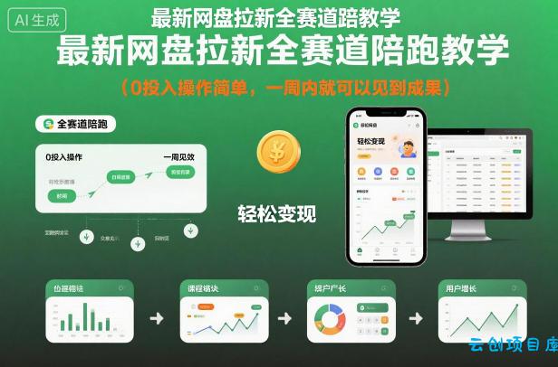 最新网盘拉新全赛道陪跑教学,0投入操作简单,一周内就可以见到成果-云创项目库