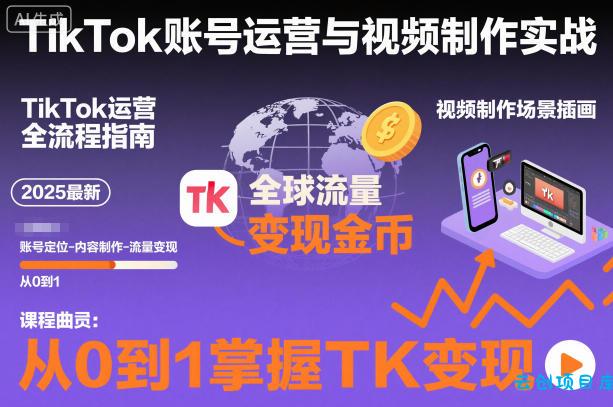 2025最新TikTok账号运营与视频制作实战全流程,从0到1掌握TK变现(含11月最新TK搬运技术)-云创项目库