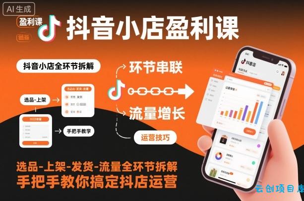 抖音小店盈利课-选品-上架-发货-流量全环节拆解,手把手教你搞定抖店运营-云创项目库