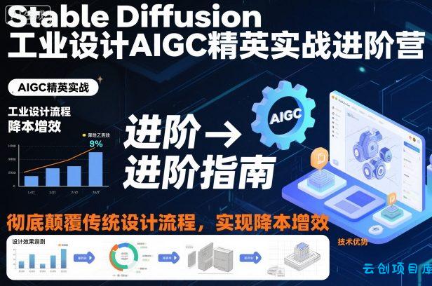 Stable Diffusion工业设计AIGC精英实战进阶营,彻底颠覆传统设计流程,实现降本增效-云创项目库
