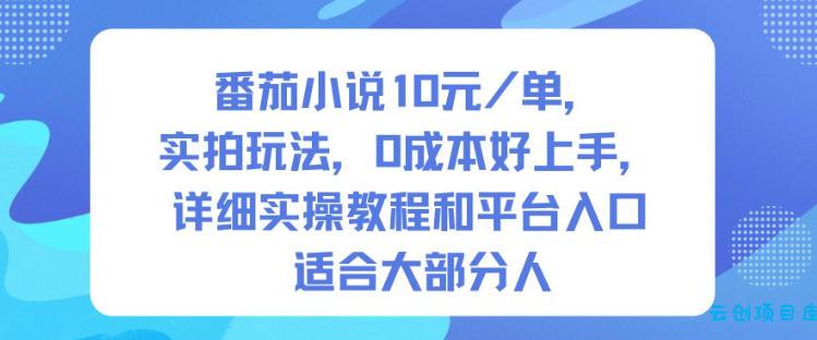 番茄小说10米每单,实拍玩法,0成本好上手,详细实操教程和平台入口适合大部分人-云创项目库