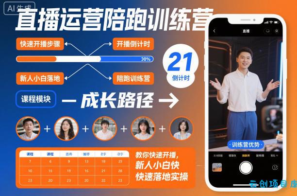 直播运营陪跑训练营,教你快速开播,新人小白快速落地实操-云创项目库
