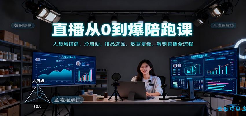 直播从0到爆陪跑课:人货场搭建,冷启动,排品选品,数据复盘,解锁直播全流程-云创项目库