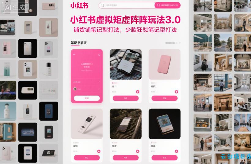 小红书虚拟矩阵玩法3.0,铺货铺笔记型打法,少款狂怼笔记型打法-云创项目库