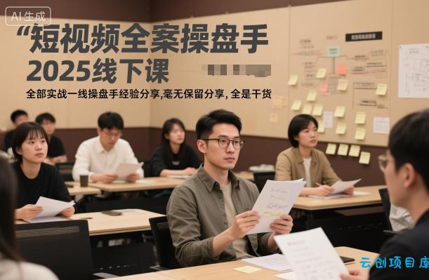 短视频全案操盘手2025线下课,全部实战一线操盘手经验分享,毫无保留分享,全是干货-云创项目库