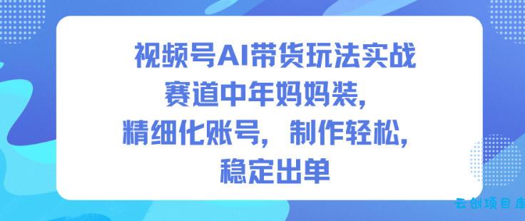 视频号AI带货玩法实战,赛道中年妈妈装,精细化账号,制作轻松,稳定出单-云创项目库