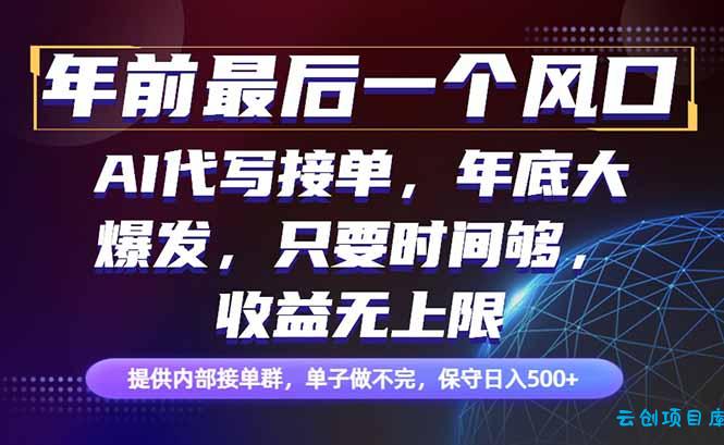 年前最后一个风口项目,轻松日入500+,小白轻松上手-云创项目库