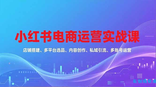 小红书电商运营实战课，店铺搭建、多平台选品、内容创作、私域引流、多账号运营等玩法-云创项目库