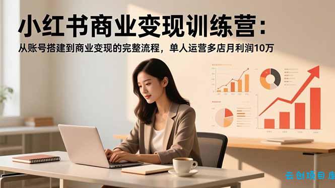 小红书商业变现训练营：从账号搭建到商业变现的完整流程，单人运营多店月利润10万-云创项目库