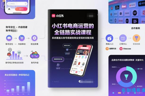 小红书电商运营的全链路实战课程，系统覆盖从账号搭建到商业变现的完整流程-云创项目库