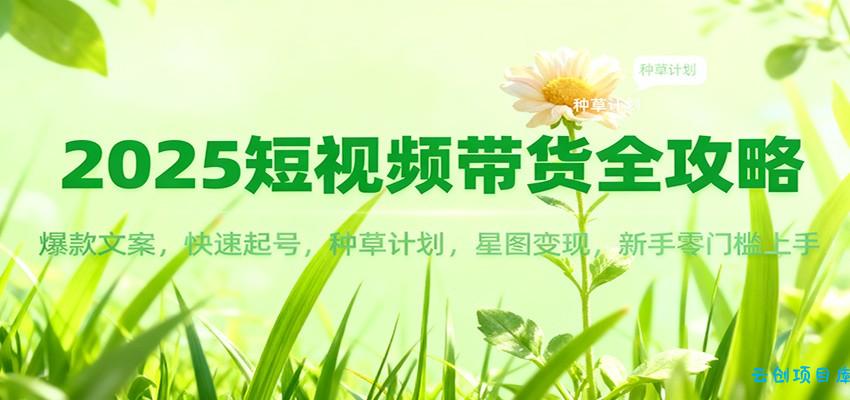 2025短视频带货全攻略:爆款文案,快速起号,种草计划,星图变现,新手零门槛上手-云创项目库