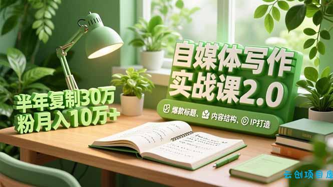 自媒体写作实战课2.0,爆款标题、内容结构、IP打造,半年复制30万粉月入10万+-云创项目库