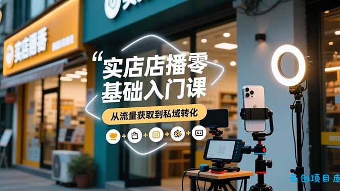 实体店播零基础入门课,实体店+短视频+直播+微信生态+私域社群,从流量获取到私域转化-云创项目库