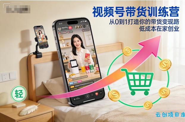 视频号带货训练营,从0到1打造你的带货变现路,低成本在家创业-云创项目库