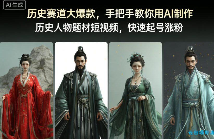 历史赛道大爆款,手把手教你用AI制作历史人物题材短视频,快速起号涨粉-云创项目库