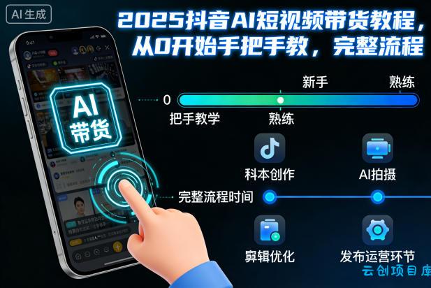 2025抖音AI短视频带货教程,从0开始手把手教,完整流程-云创项目库