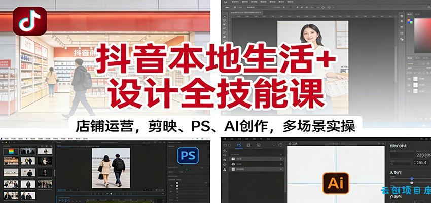 抖音本地生活+设计全技能课:店铺运营,剪映、PS、AI创作,多场景实操-云创项目库