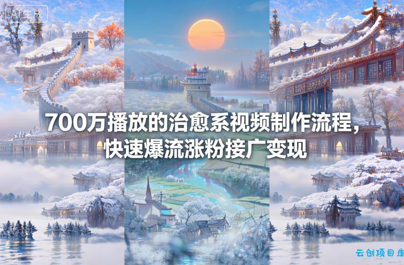 700万播放的治愈系视频制作流程,快速爆流涨粉接广变现-云创项目库