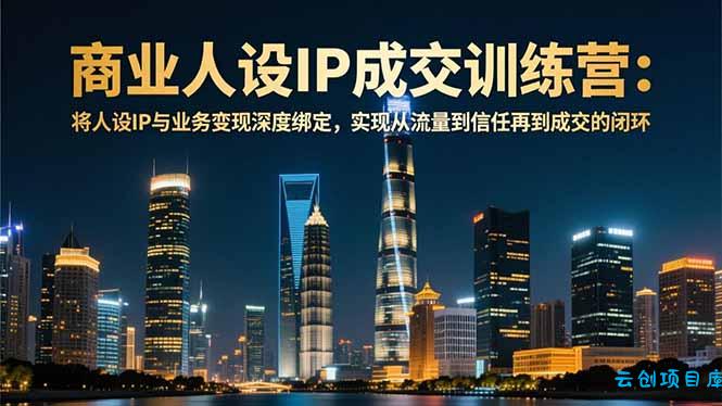 商业人设IP成交训练营-12月:将人设IP与业务变现深度绑定,从流量到信任再到成交闭环-云创项目库