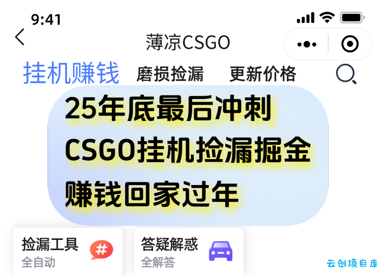 用CSGO游戏挂机捡漏掘金赚钱掘金,一部手机轻松日入500+-云创项目库
