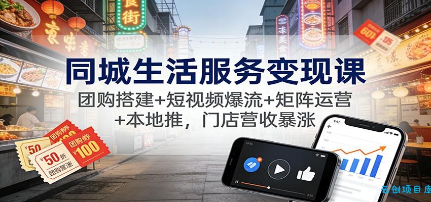 同城生活服务变现课:团购搭建+短视频爆流+矩阵运营+本地推,门店营收暴涨-云创项目库