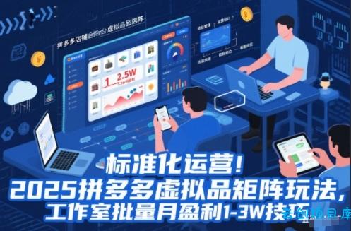 标准化运营!2025拼多多虚拟品矩阵玩法,工作室批量月盈利1-3W技巧【揭秘】-云创项目库