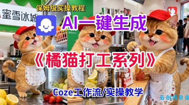 Coze扣子工作流一键生成胖橘猫打工短视频,保姆级实操搭建教学-云创项目库